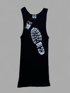 NWT Vintage 90’s Tom of Finland Boot Print LGBTQ Gay Leather Tank Top. Size L.